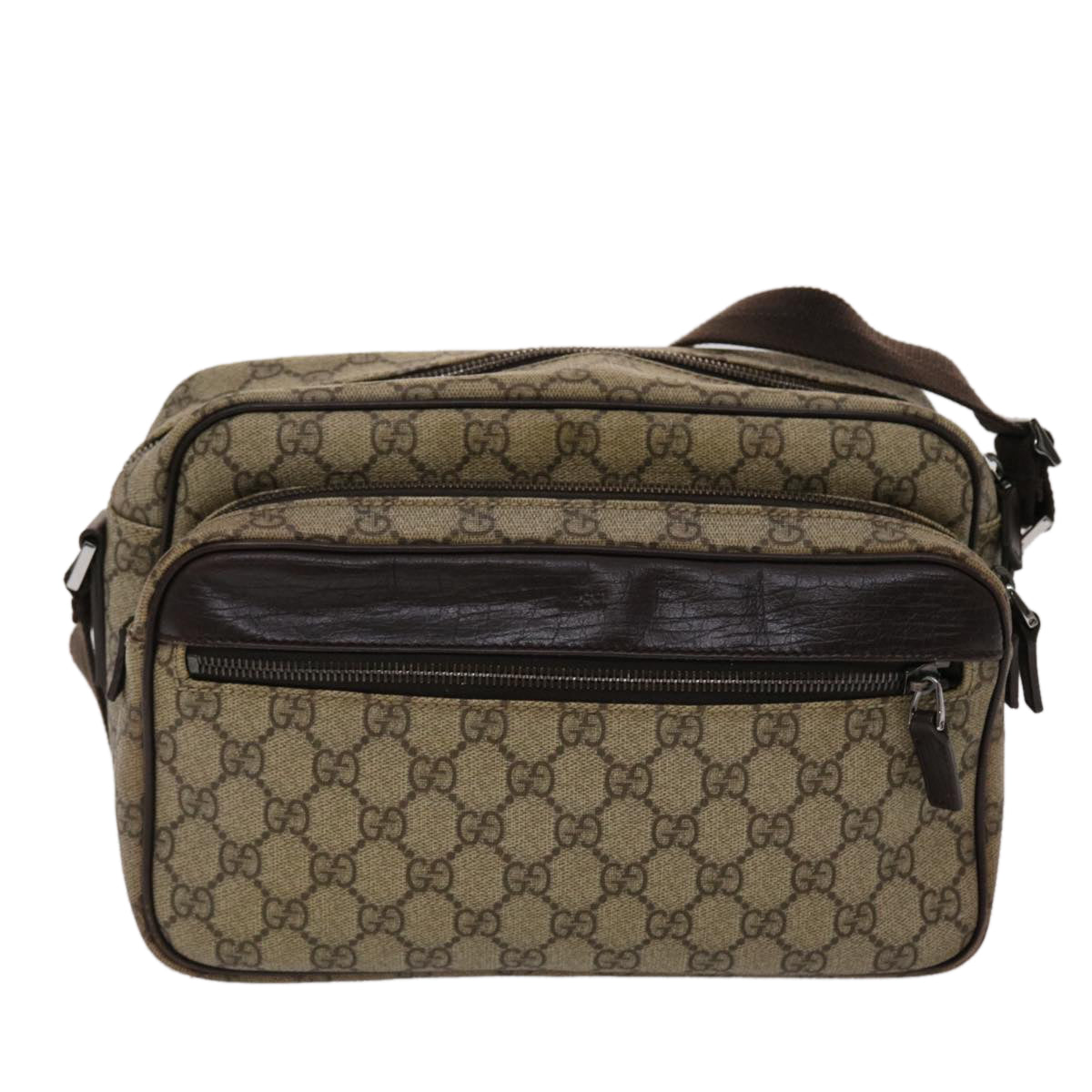GUCCI GG Canvas Shoulder Bag PVC Leather Beige 114531 45947