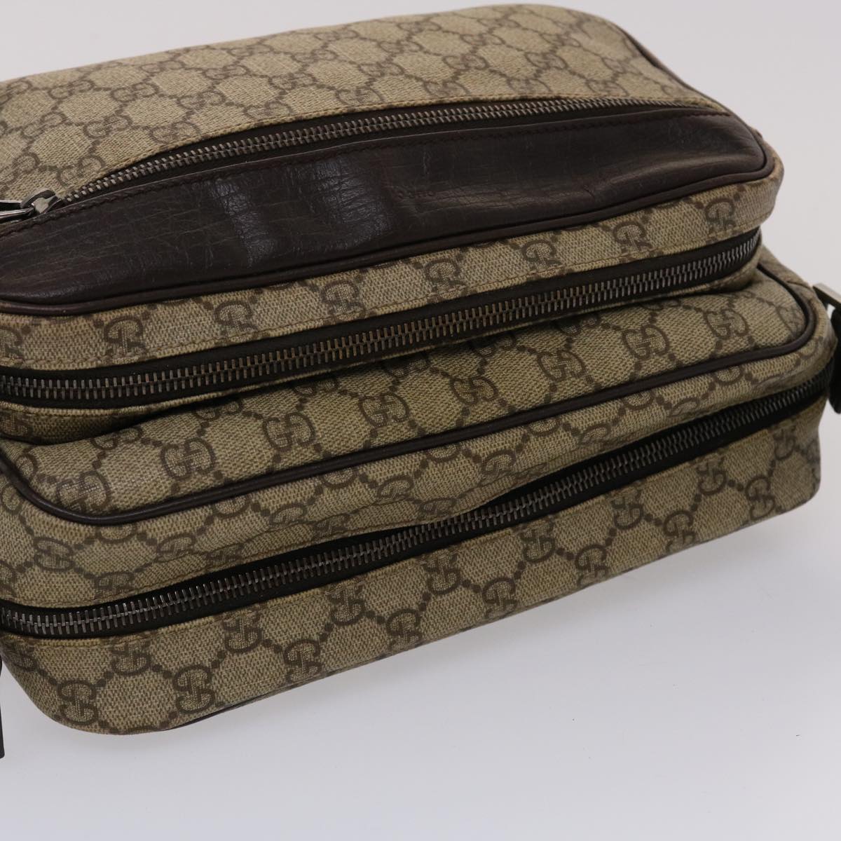 GUCCI GG Canvas Shoulder Bag PVC Leather Beige 114531 45947