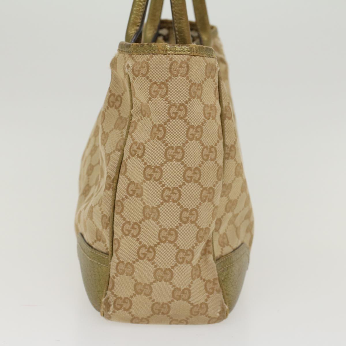 GUCCI GG Canvas Shoulder Bag Leather Beige Gold 168805 47525