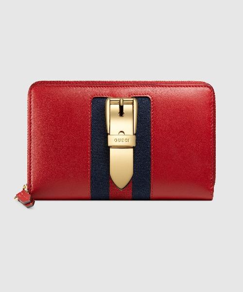 Gucci SyLouis Vuittonie Leather Continental Wallet Hibiscus Red