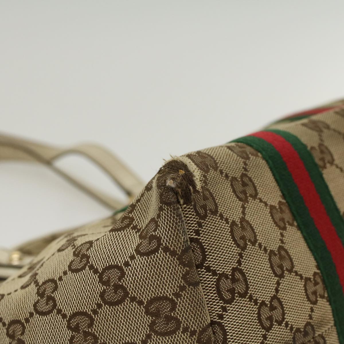 GUCCI GG Canvas Web Sherry Line Shoulder Bag Beige Red Green 139260 47709