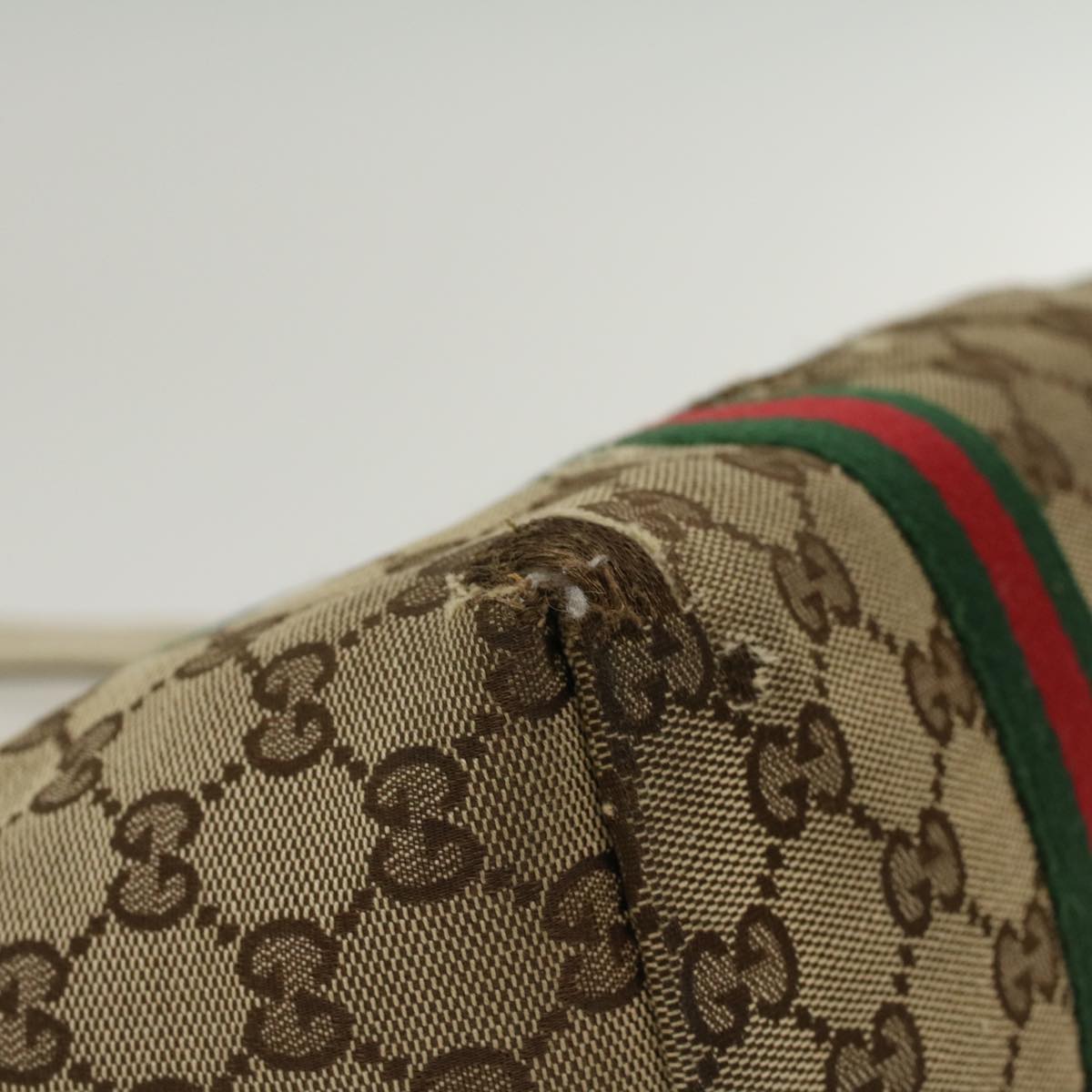 GUCCI GG Canvas Web Sherry Line Shoulder Bag Beige Red Green 139260 47709