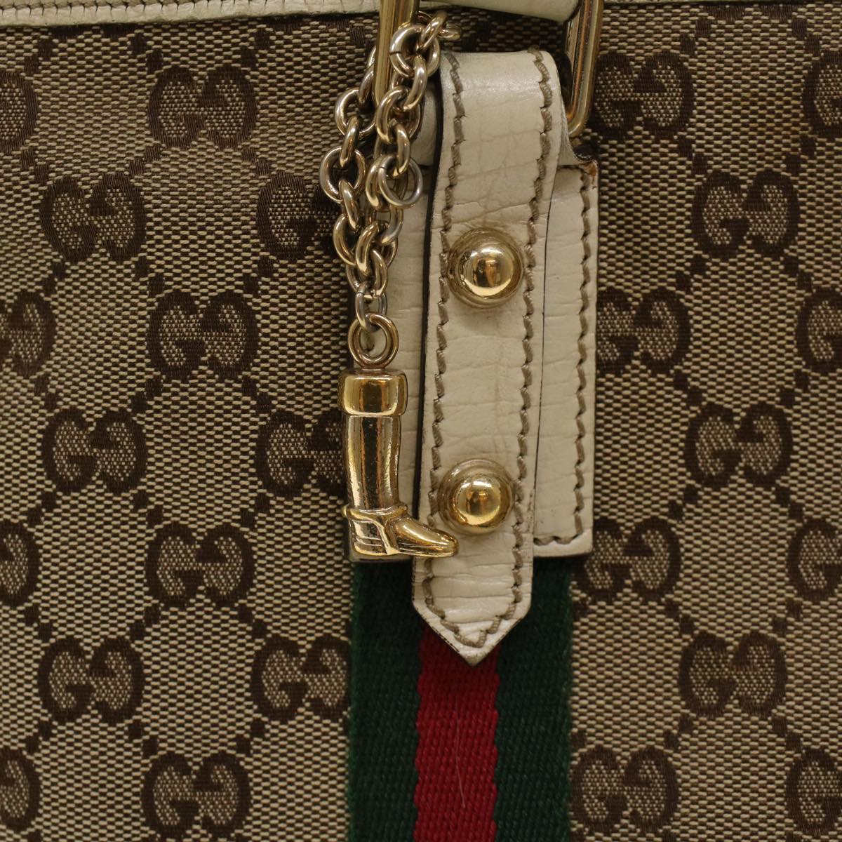 GUCCI GG Canvas Web Sherry Line Shoulder Bag Beige Red Green 139260 47709