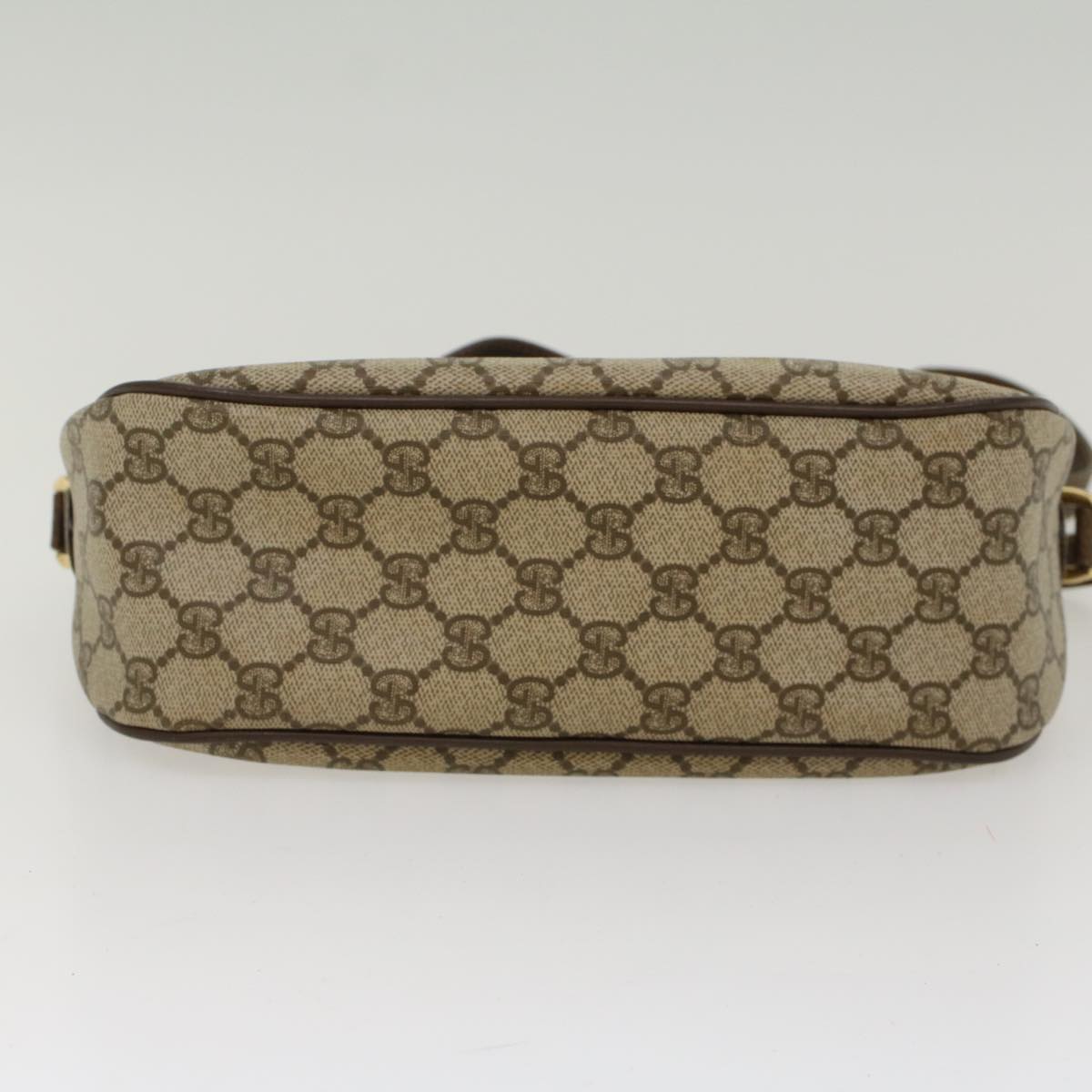 GUCCI GG Canvas Web Sherry Line Shoulder Bag PVC Leather Beige Green 47988