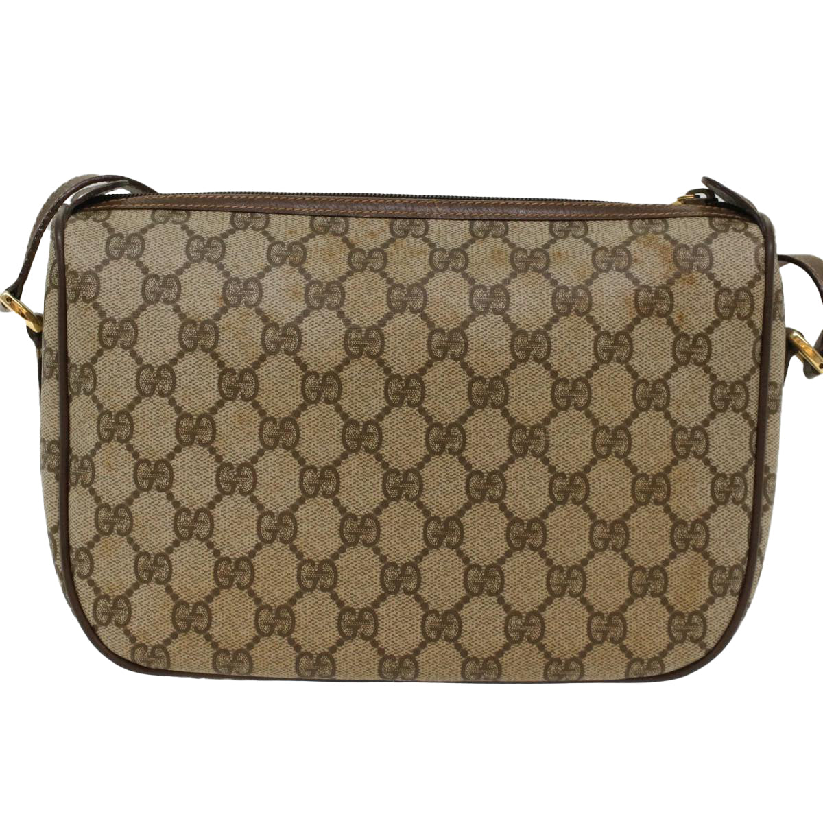 GUCCI GG Canvas Web Sherry Line Shoulder Bag PVC Leather Beige Green 47988
