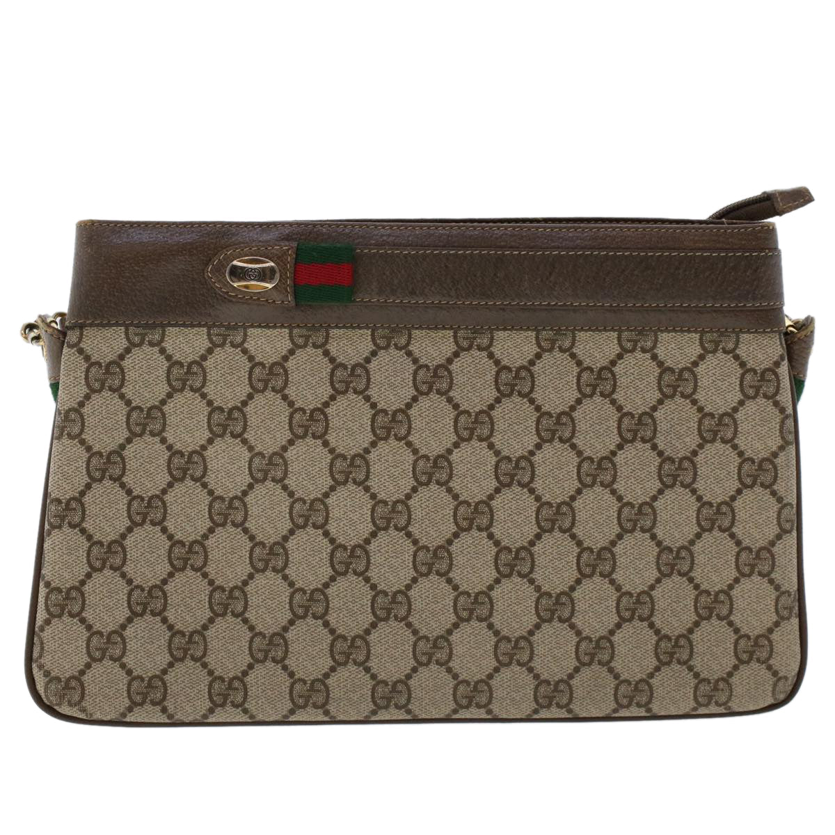 GUCCI GG Canvas Web Sherry Line Shoulder Bag Beige Red 904.02.035.. 48148