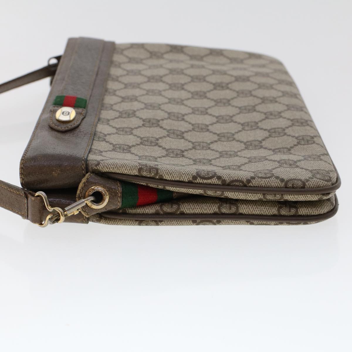 GUCCI GG Canvas Web Sherry Line Shoulder Bag Beige Red 904.02.035.. 48148