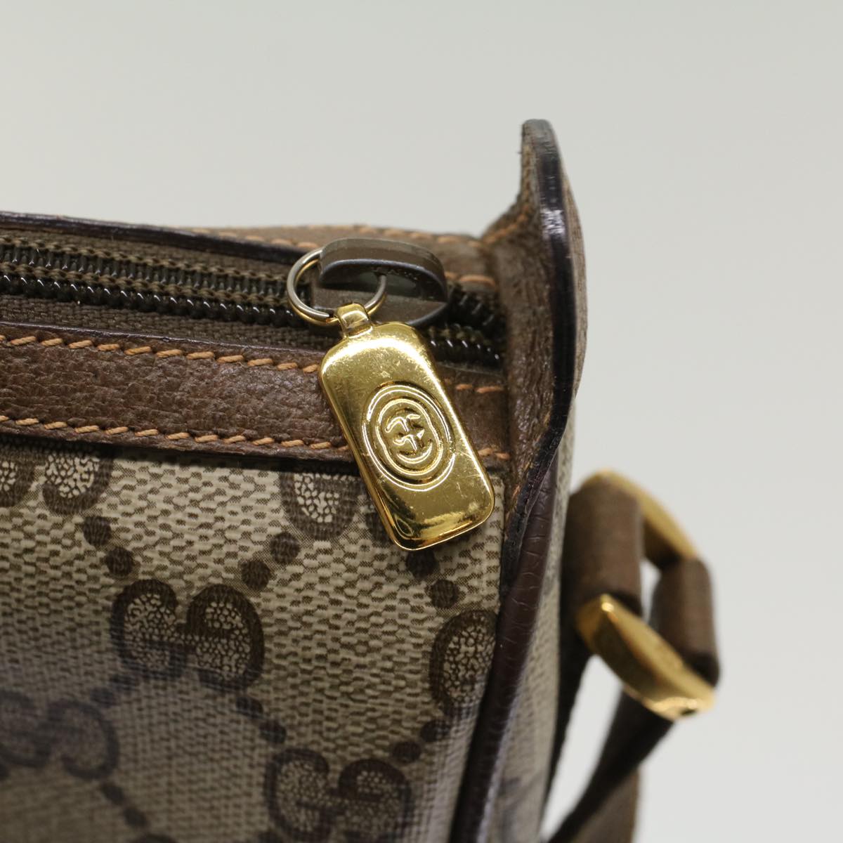 GUCCI GG Canvas Web Sherry Line Shoulder Bag Beige Green 39.02.032 48249