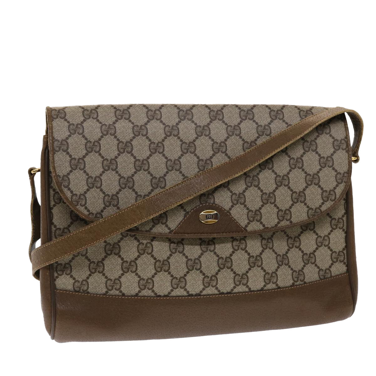 GUCCI GG Canvas Shoulder Bag PVC Leather Beige 48599