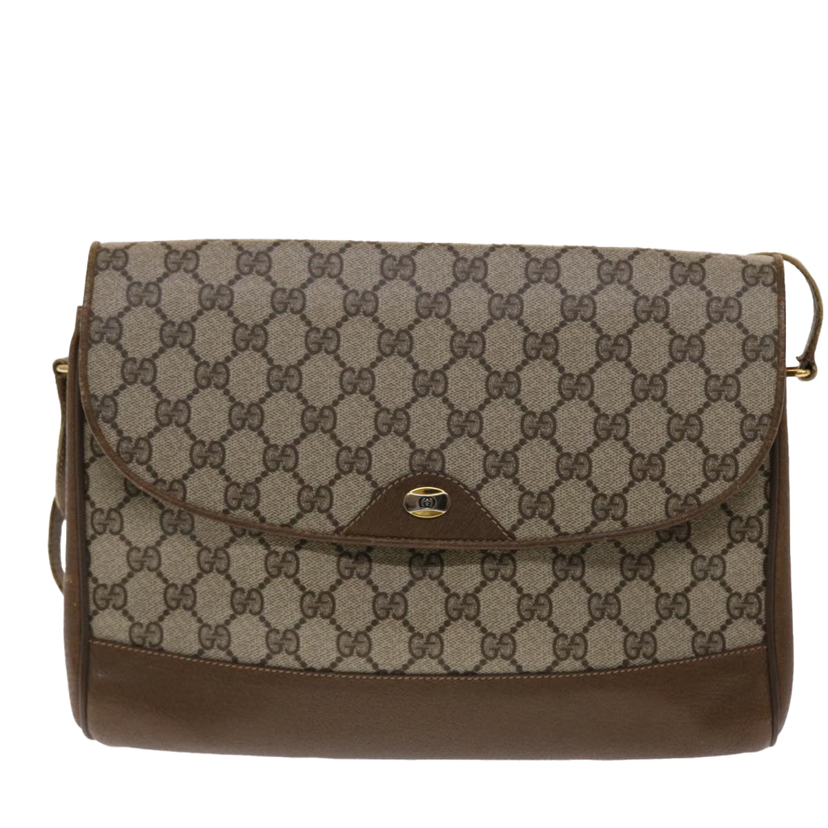 GUCCI GG Canvas Shoulder Bag PVC Leather Beige 48599
