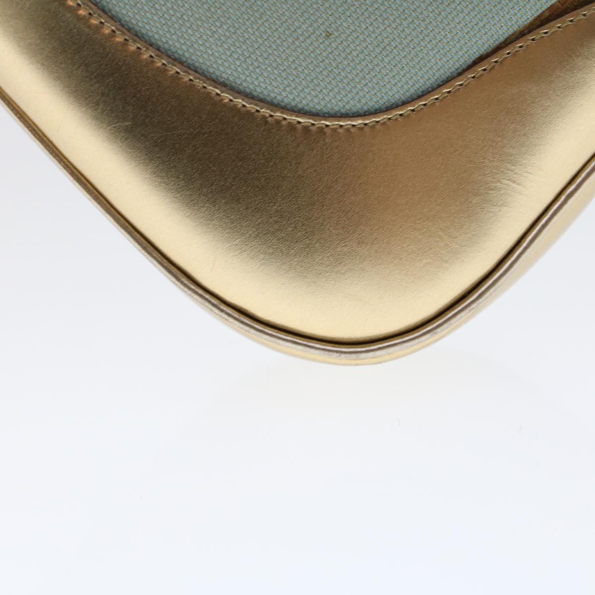 GUCCI Jackie Sherry Line Shoulder Bag Nylon Leather Light Blue Beige 48751