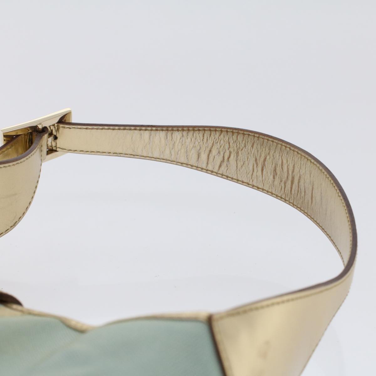 GUCCI Jackie Sherry Line Shoulder Bag Nylon Leather Light Blue Beige 48751