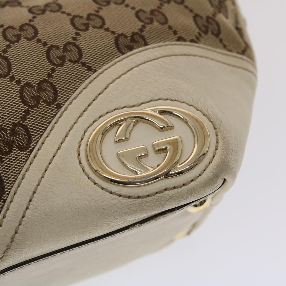 GUCCI GG Canvas Tote Bag Beige White 49053