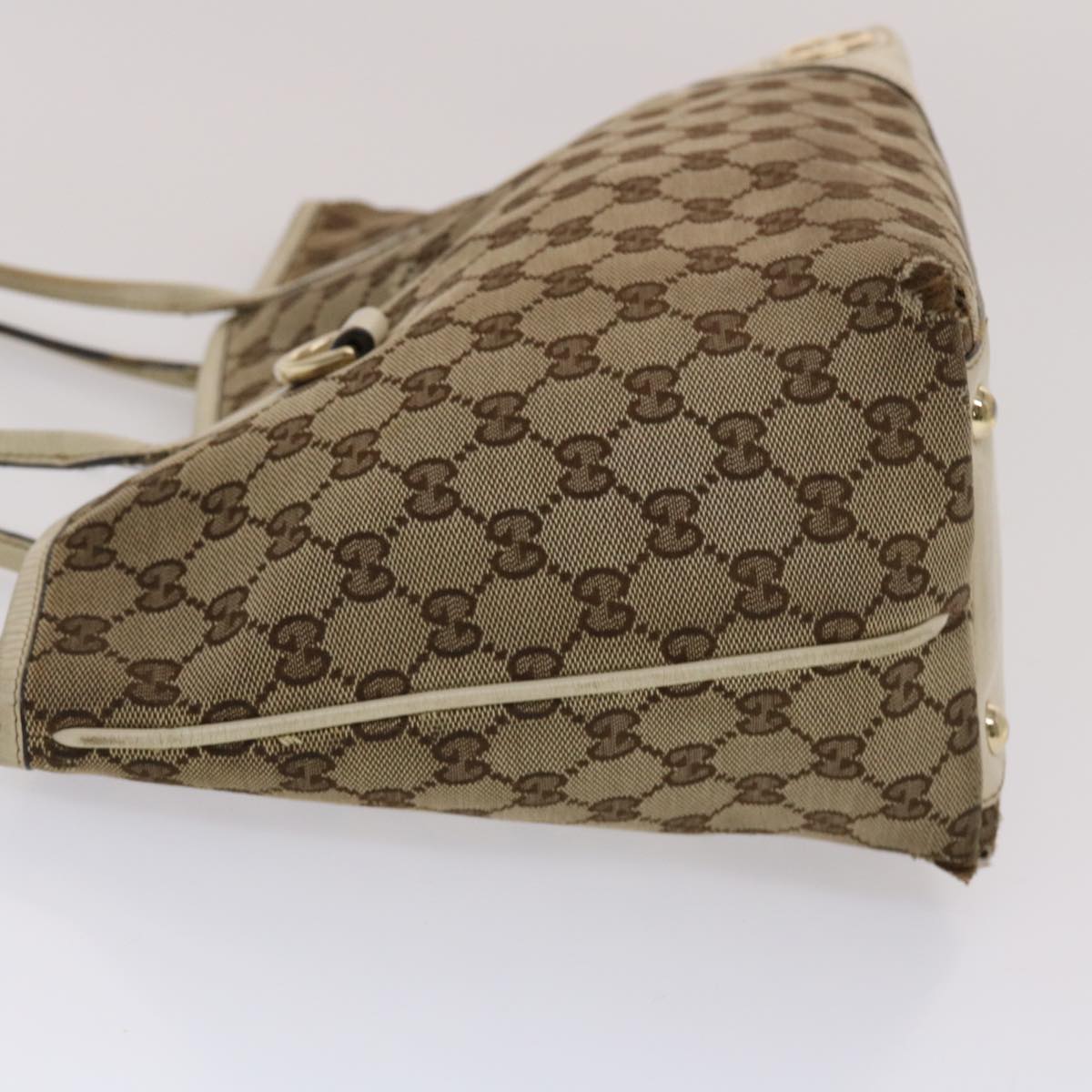 GUCCI GG Canvas Tote Bag Beige White 49053