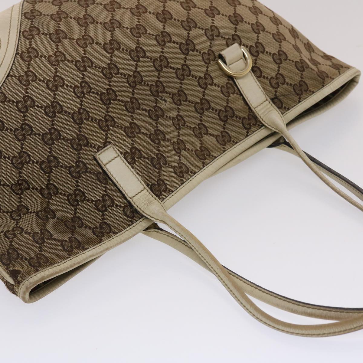GUCCI GG Canvas Tote Bag Beige White 49053