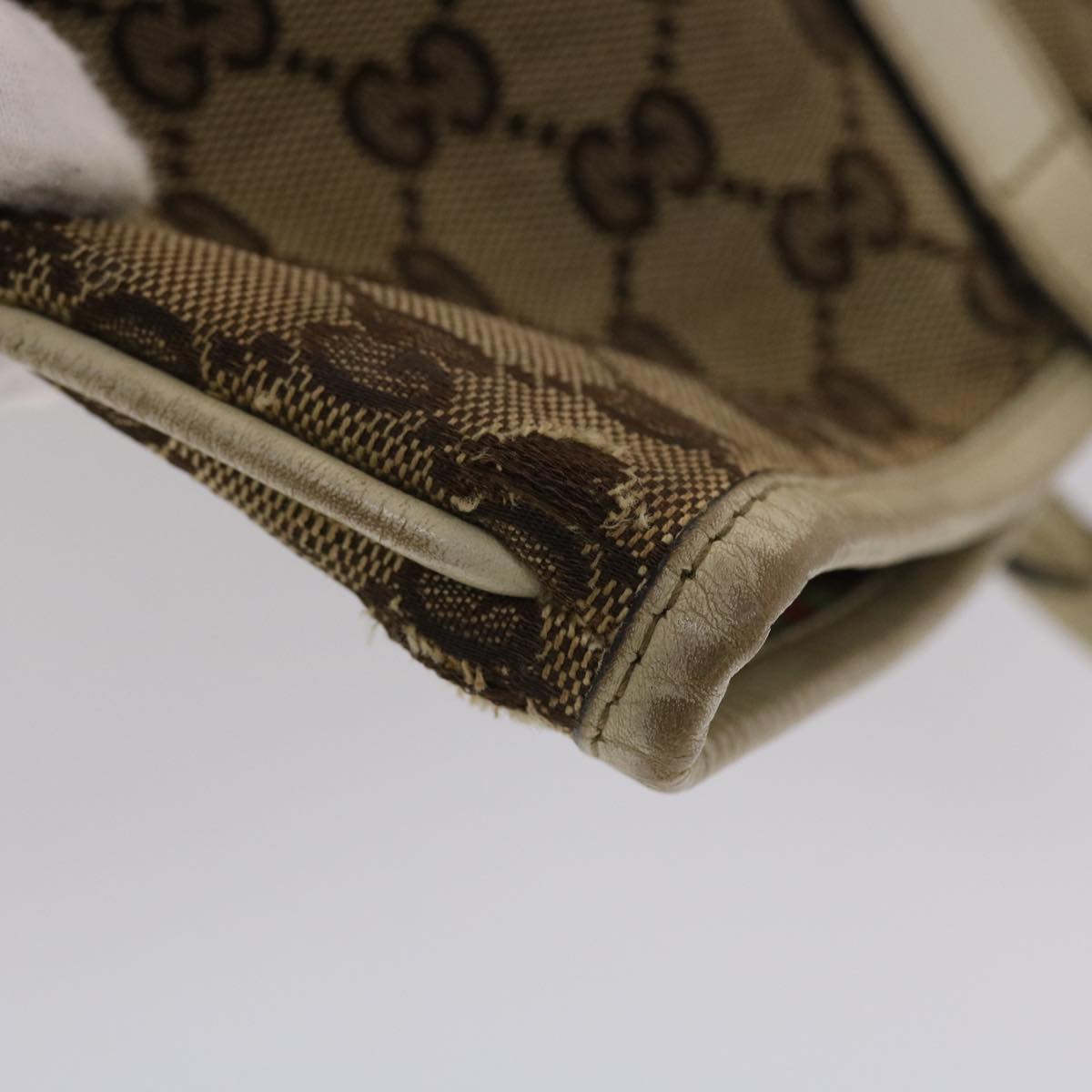 GUCCI GG Canvas Tote Bag Beige White 49053