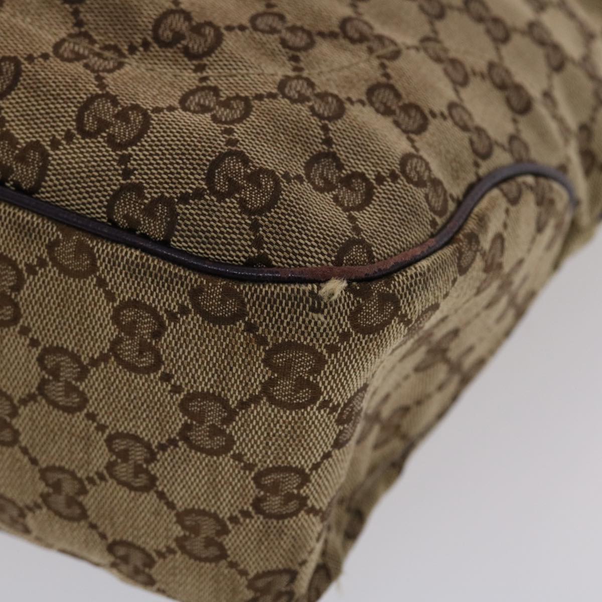 GUCCI GG Canvas Jackie Tote Bag Beige Purple 49056
