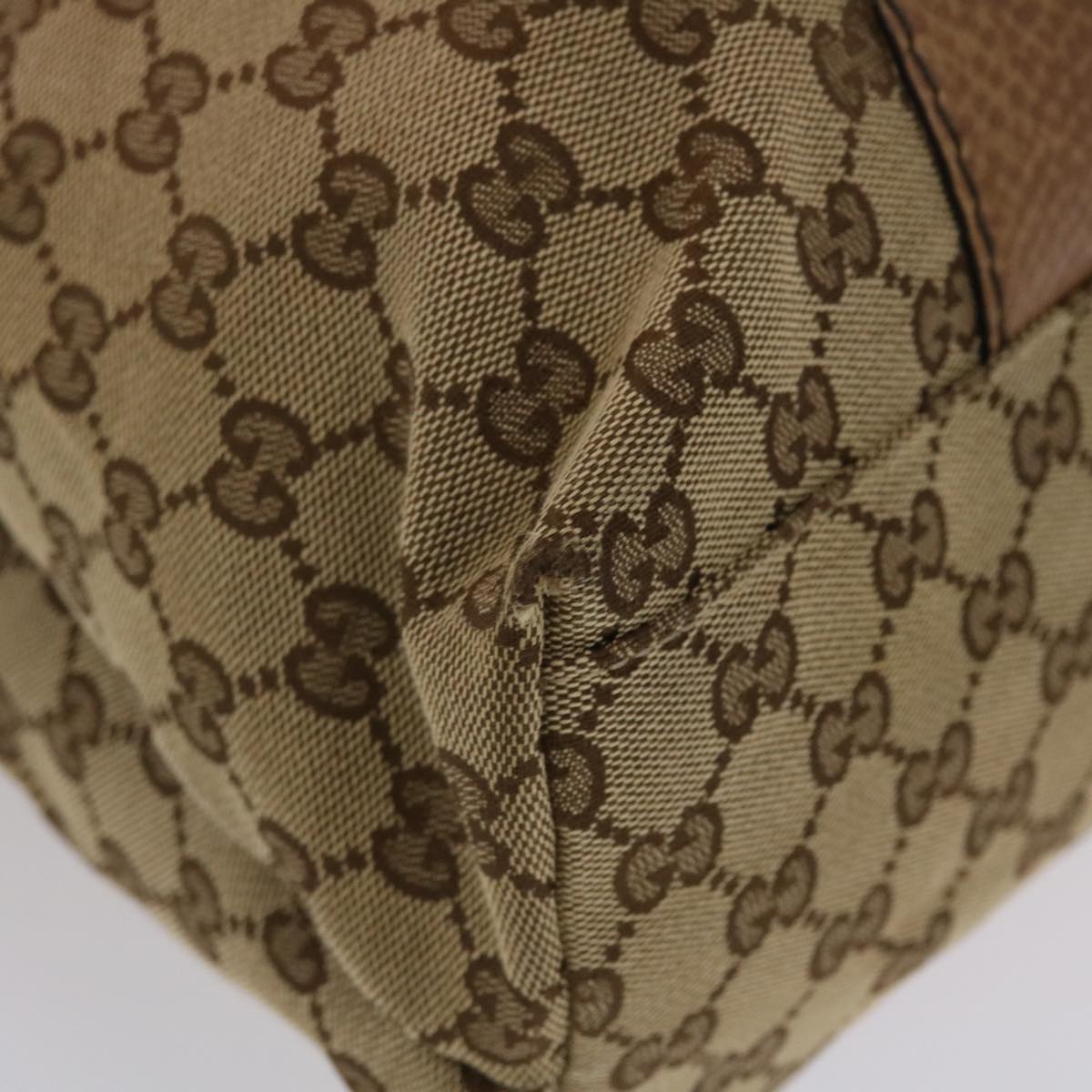 GUCCI GG Canvas Bamboo Tote Bag Beige Brown 49058