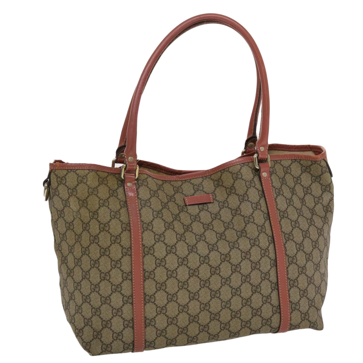 GUCCI GG Canvas Tote Bag PVC Leather Beige Pink 49060