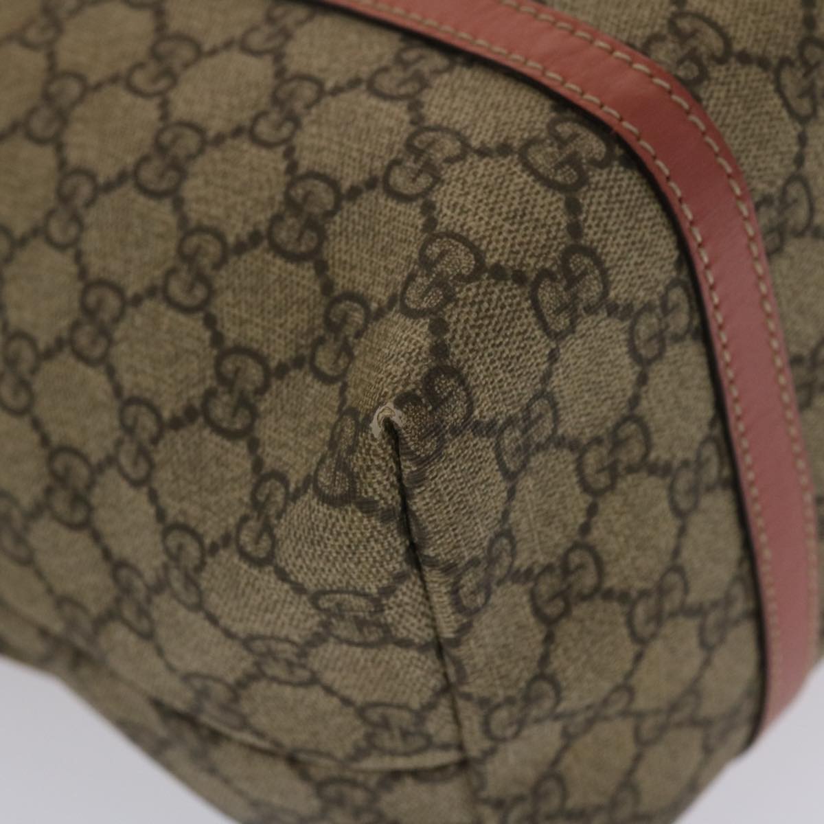 GUCCI GG Canvas Tote Bag PVC Leather Beige Pink 49060