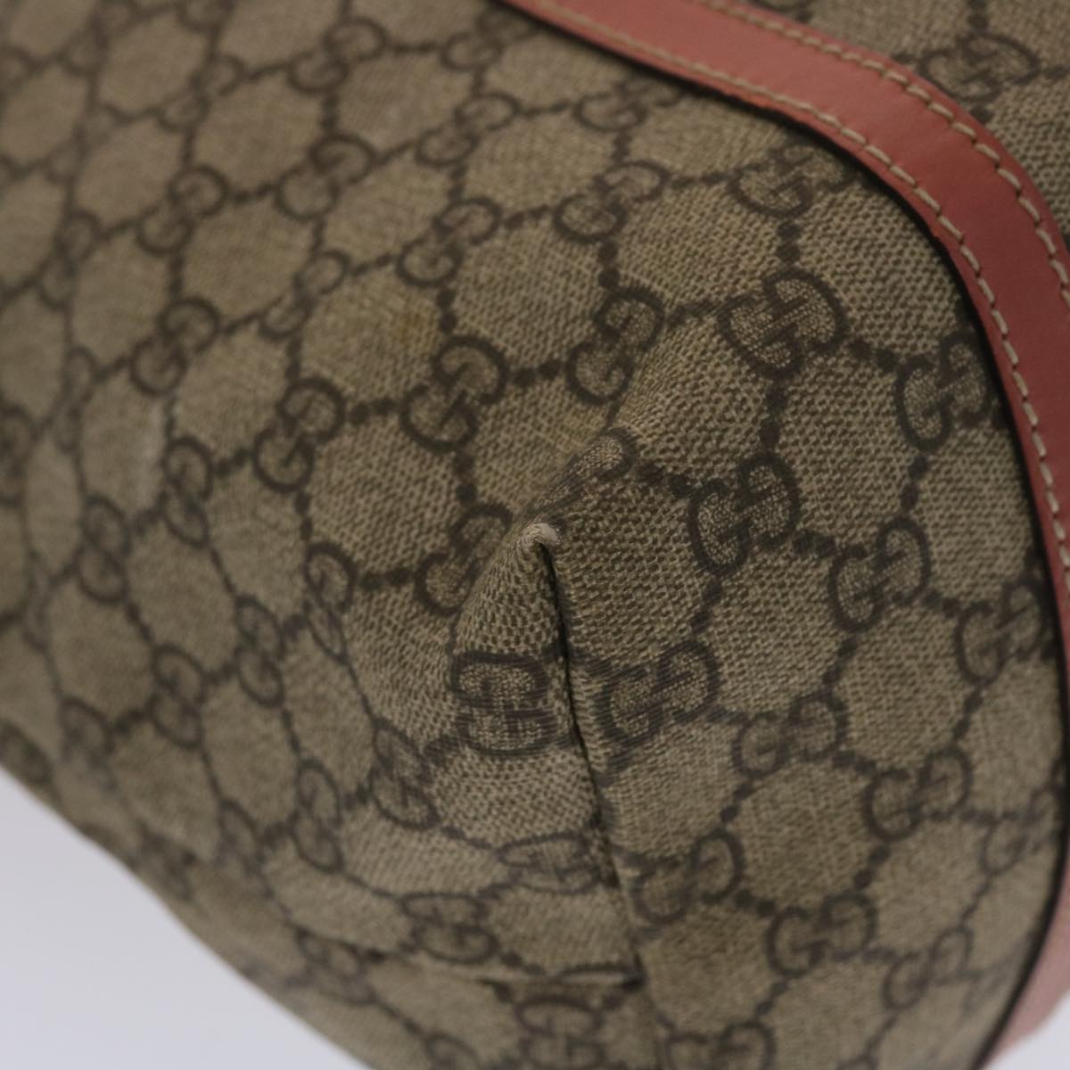 GUCCI GG Canvas Tote Bag PVC Leather Beige Pink 49060