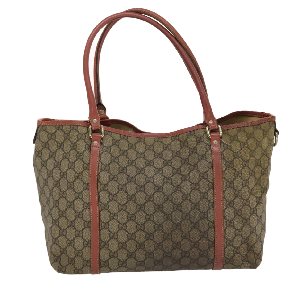 GUCCI GG Canvas Tote Bag PVC Leather Beige Pink 49060