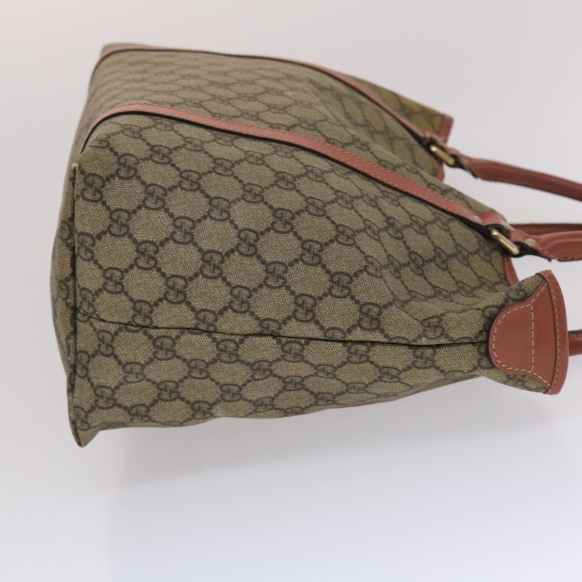 GUCCI GG Canvas Tote Bag PVC Leather Beige Pink 49060
