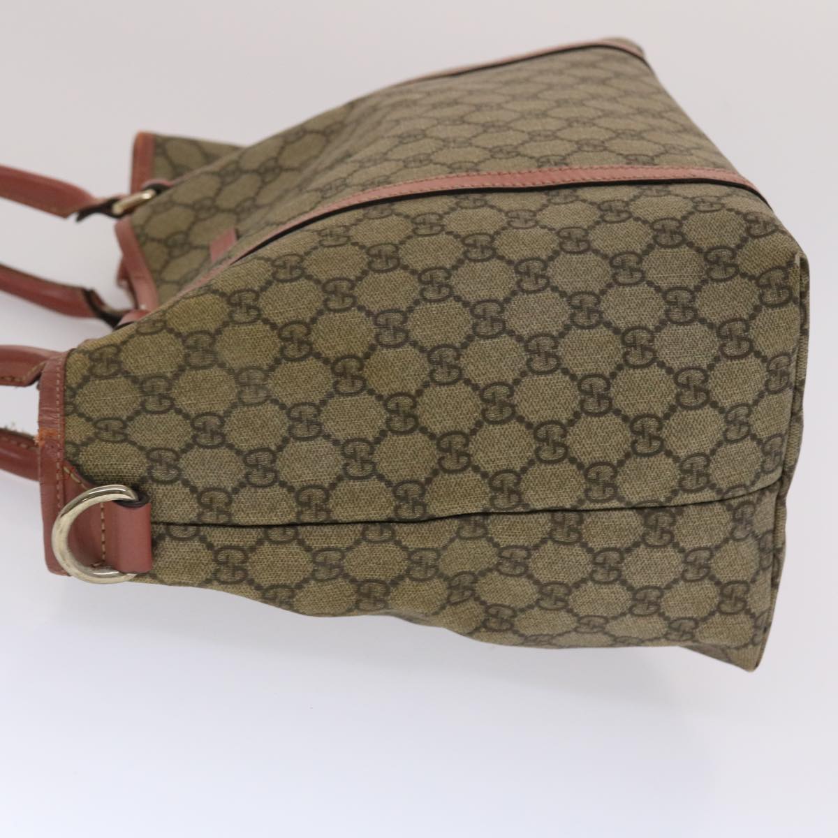 GUCCI GG Canvas Tote Bag PVC Leather Beige Pink 49060
