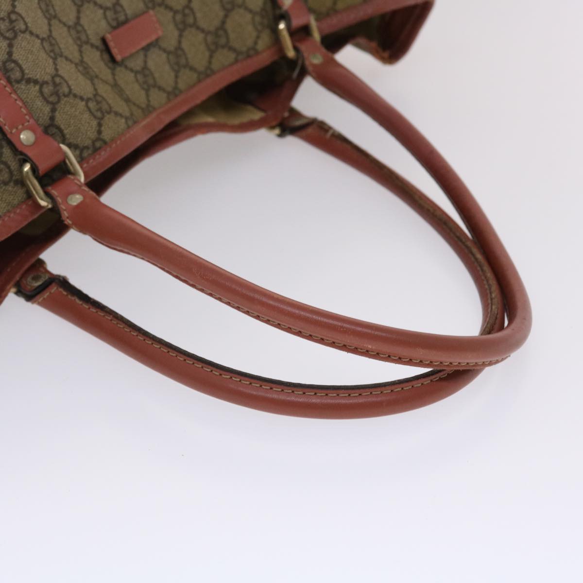 GUCCI GG Canvas Tote Bag PVC Leather Beige Pink 49060