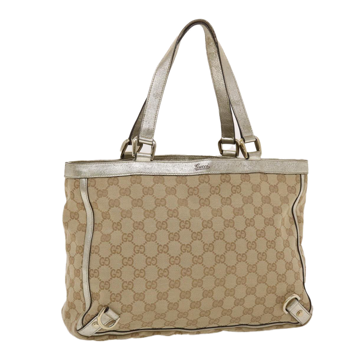 GUCCI GG Canvas Tote Bag Beige Gold 49062