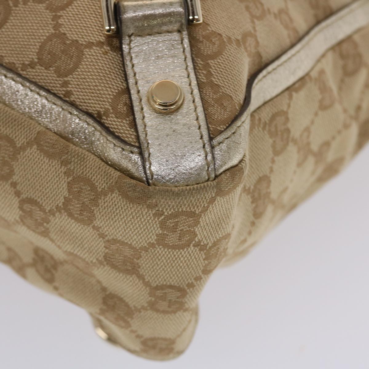 GUCCI GG Canvas Tote Bag Beige Gold 49062