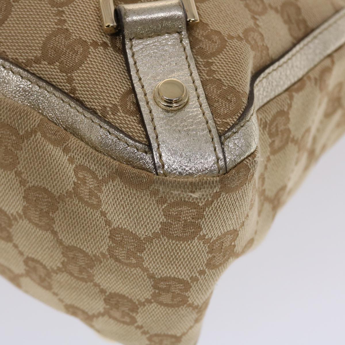 GUCCI GG Canvas Tote Bag Beige Gold 49062