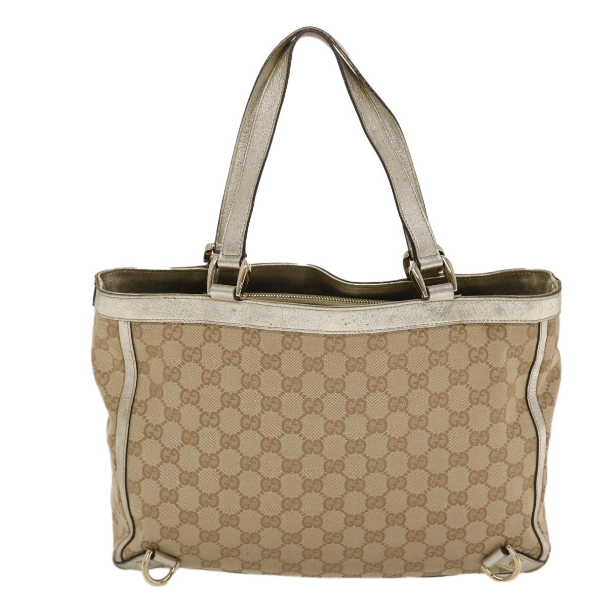 GUCCI GG Canvas Tote Bag Beige Gold 49062