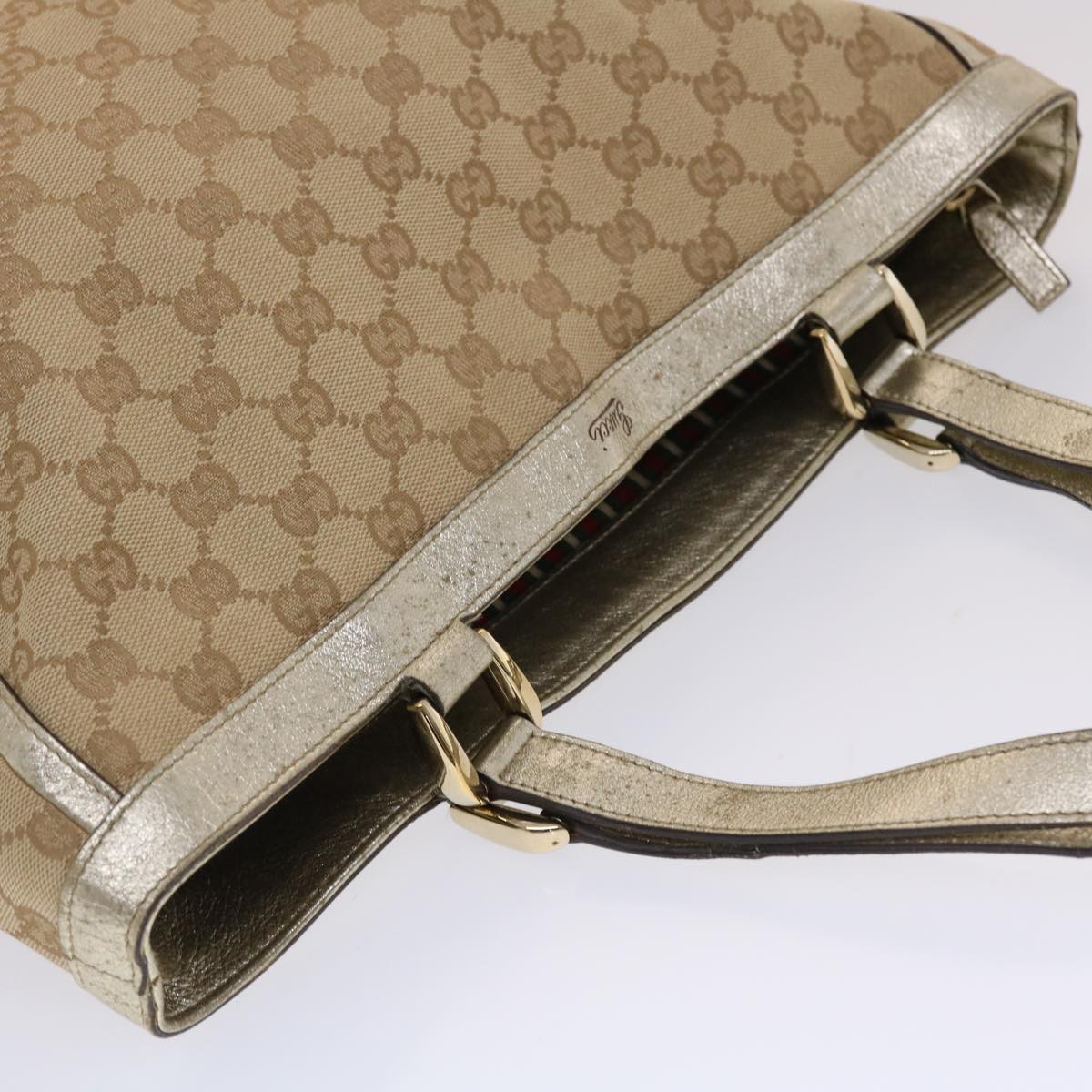 GUCCI GG Canvas Tote Bag Beige Gold 49062