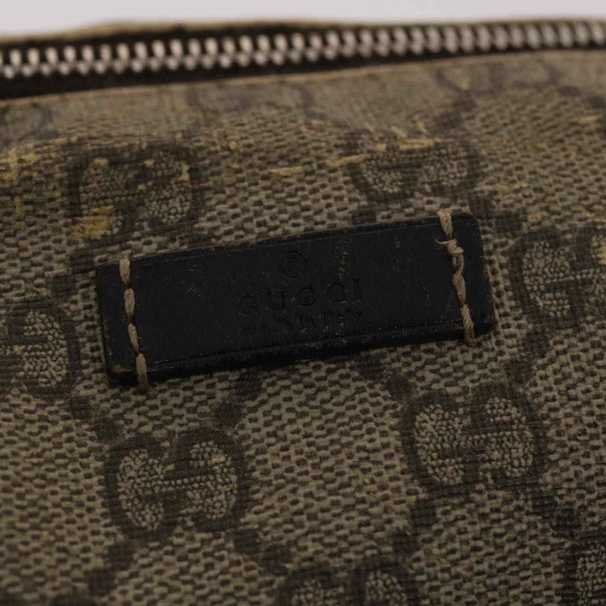 GUCCI GG Canvas Shoulder Bag PVC Leather Beige Dark Brown 49064