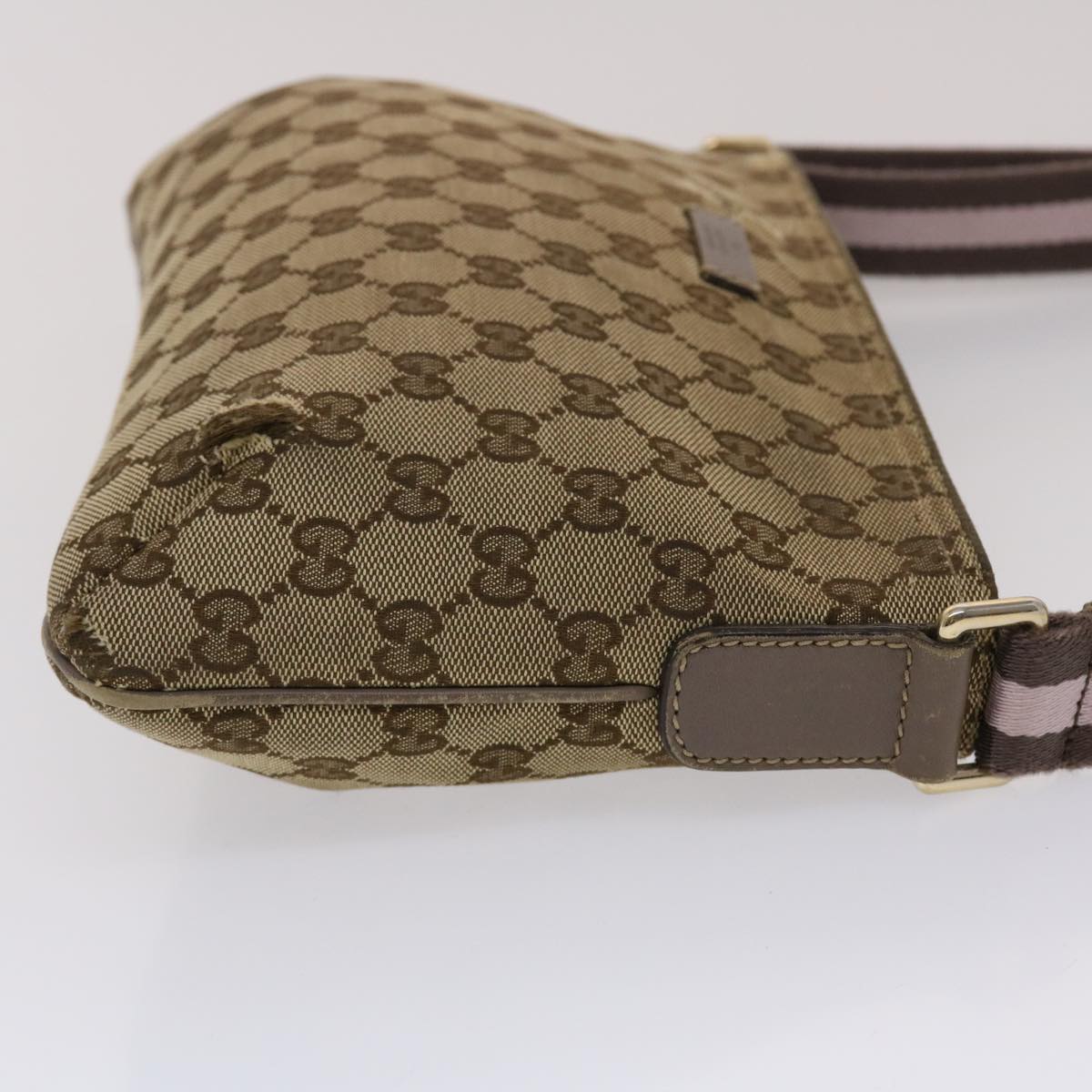 GUCCI GG Canvas Sherry Line Shoulder Bag Beige Pink 49065