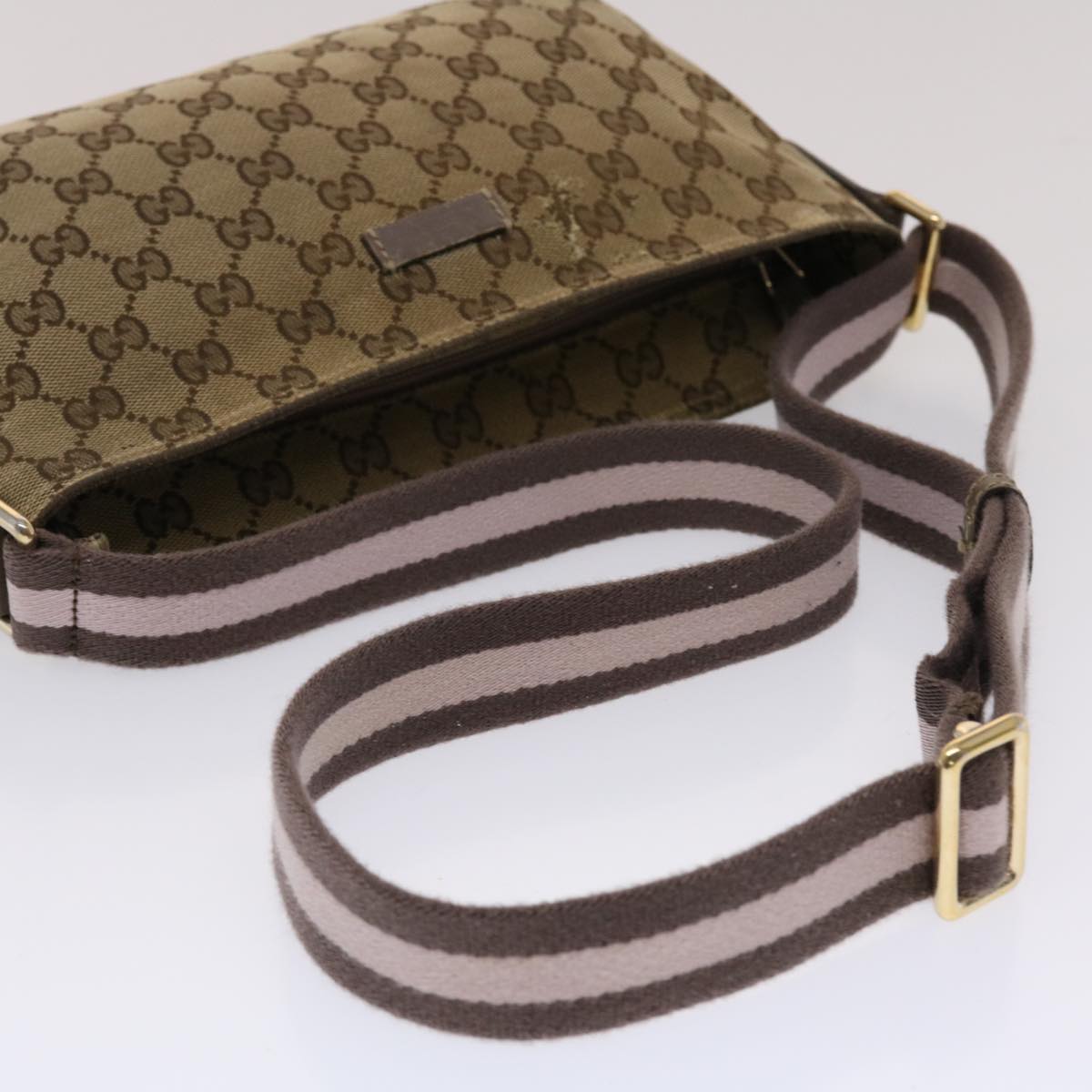 GUCCI GG Canvas Sherry Line Shoulder Bag Beige Pink 49065