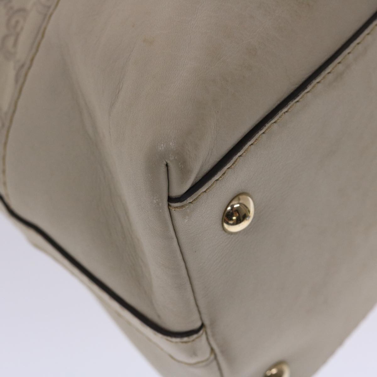 GUCCI Shima Shoulder Bag Leather White 002404 49070