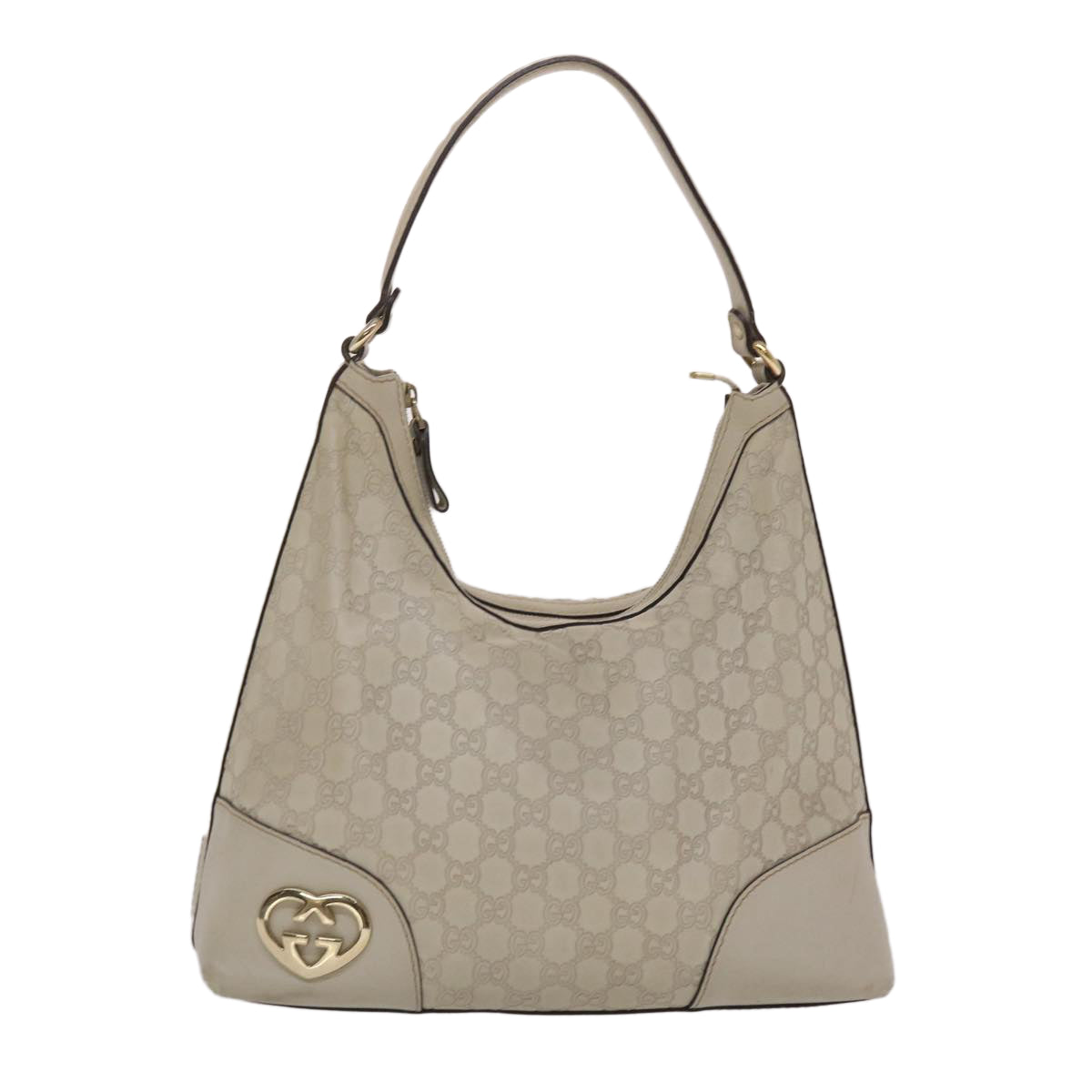 GUCCI Shima Shoulder Bag Leather White 002404 49070