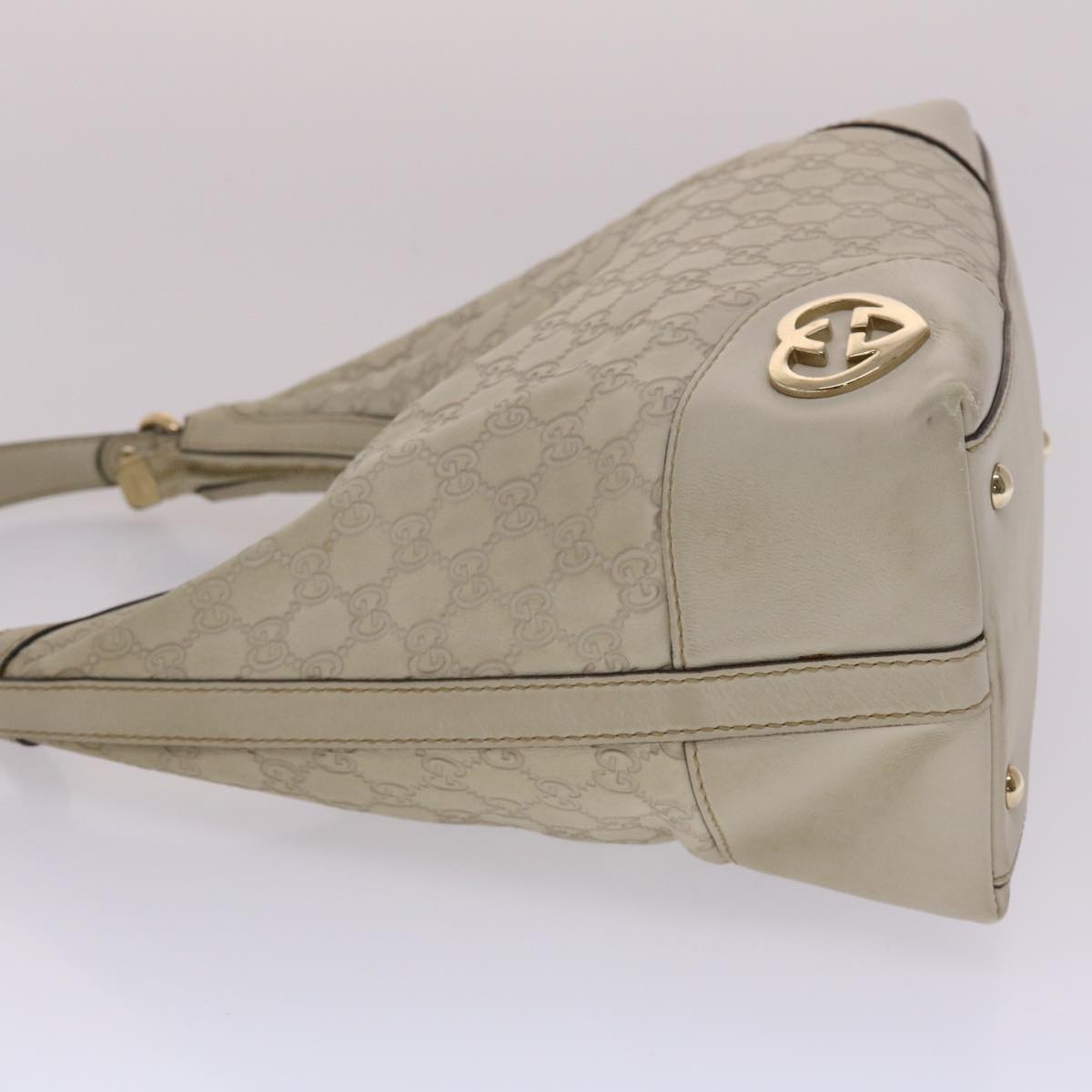 GUCCI Shima Shoulder Bag Leather White 002404 49070