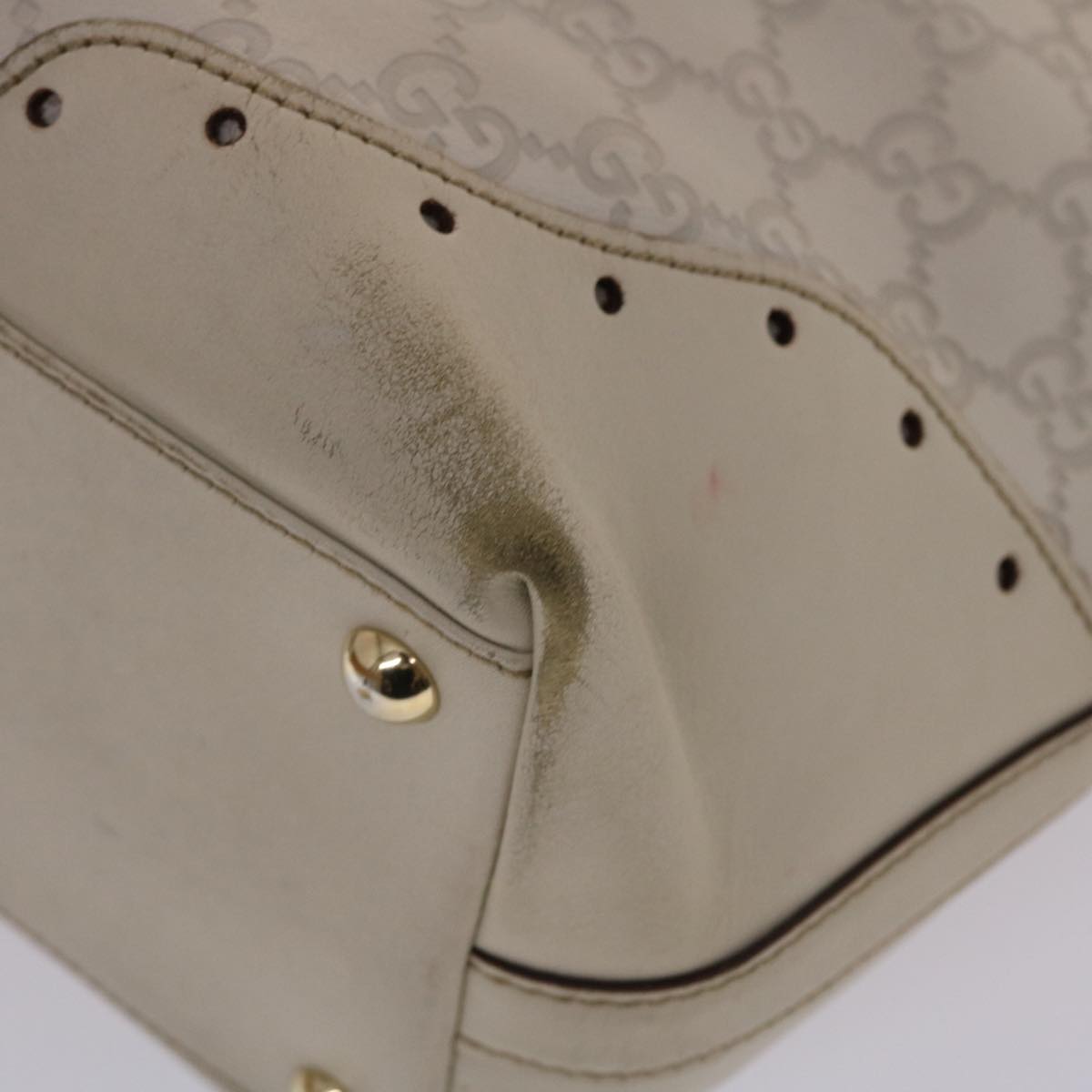 GUCCI Shima Tote Bag Leather White 49072