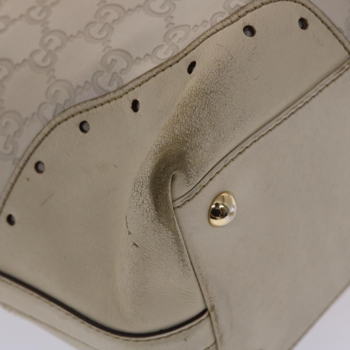 GUCCI Shima Tote Bag Leather White 49072