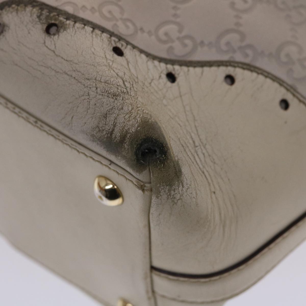 GUCCI Shima Tote Bag Leather White 49072
