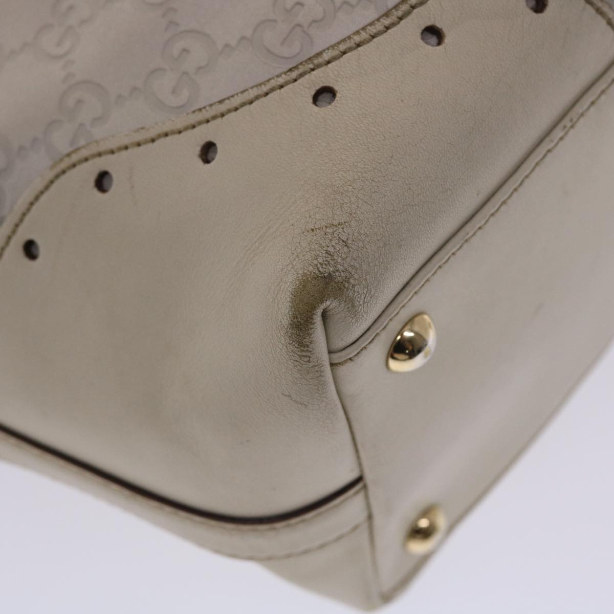 GUCCI Shima Tote Bag Leather White 49072