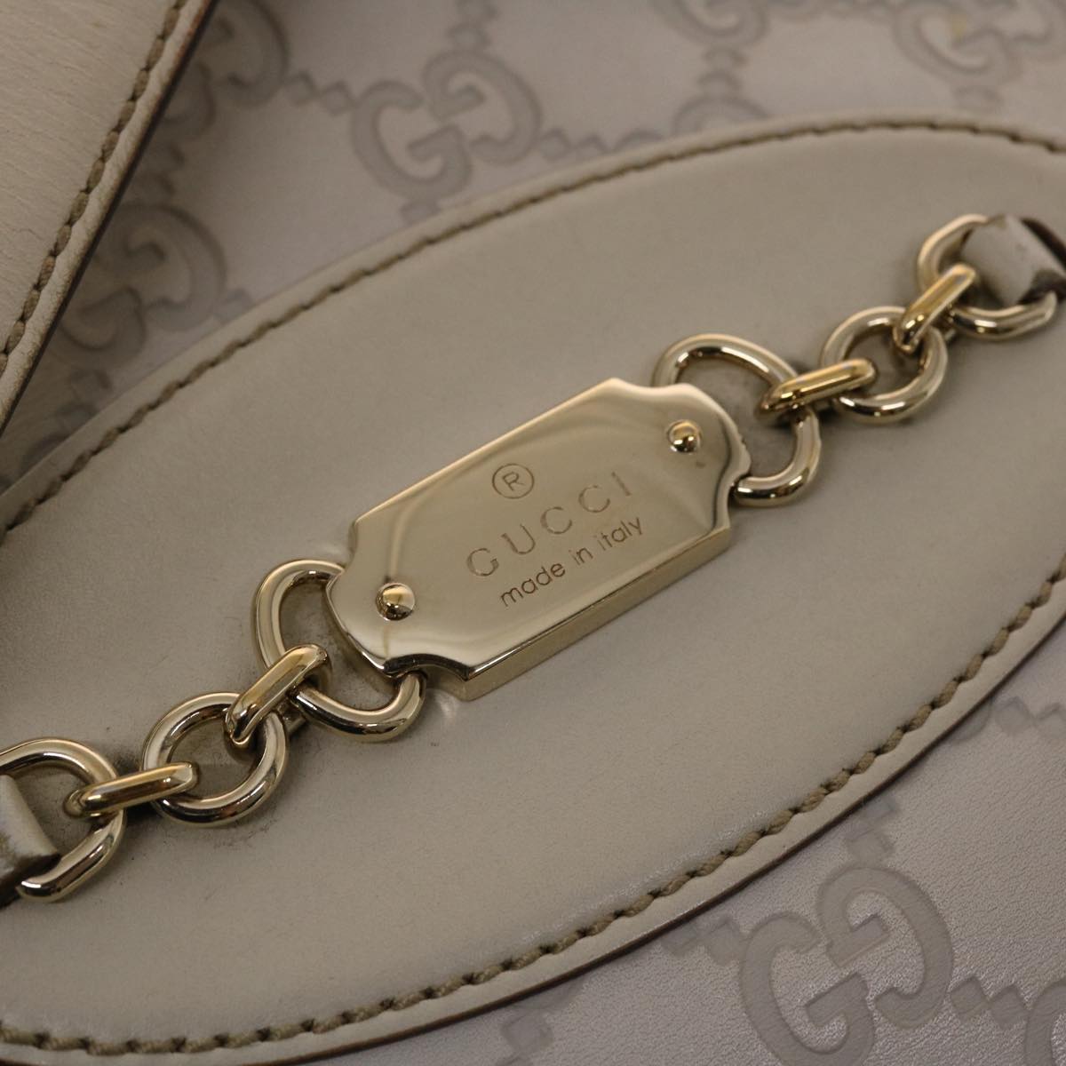 GUCCI Shima Tote Bag Leather White 49072