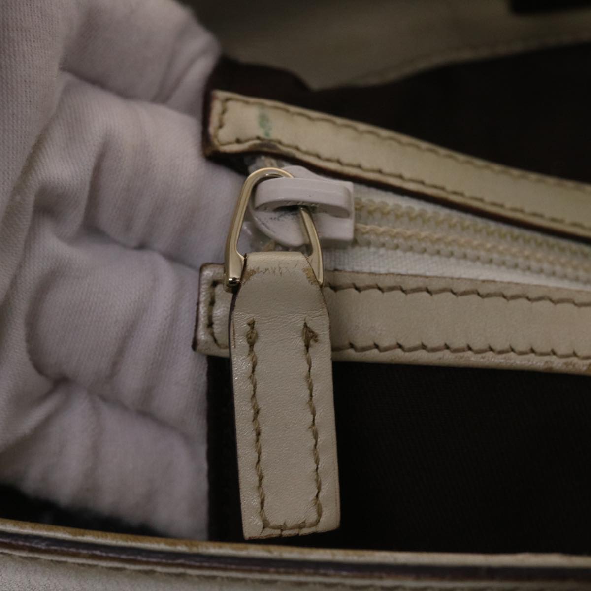 GUCCI Shima Tote Bag Leather White 49072