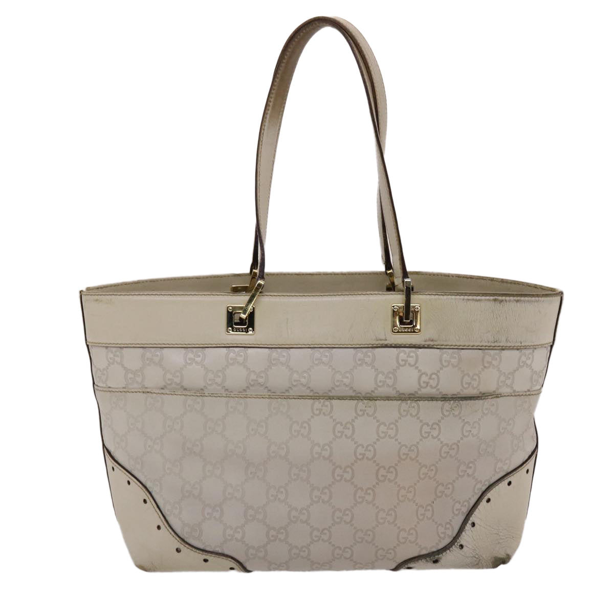 GUCCI Shima Tote Bag Leather White 49072