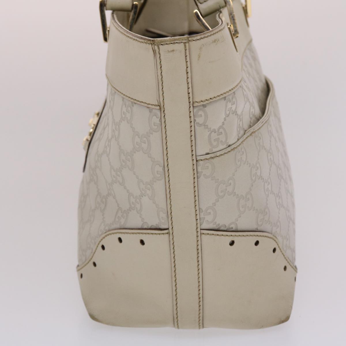 GUCCI Shima Tote Bag Leather White 49072