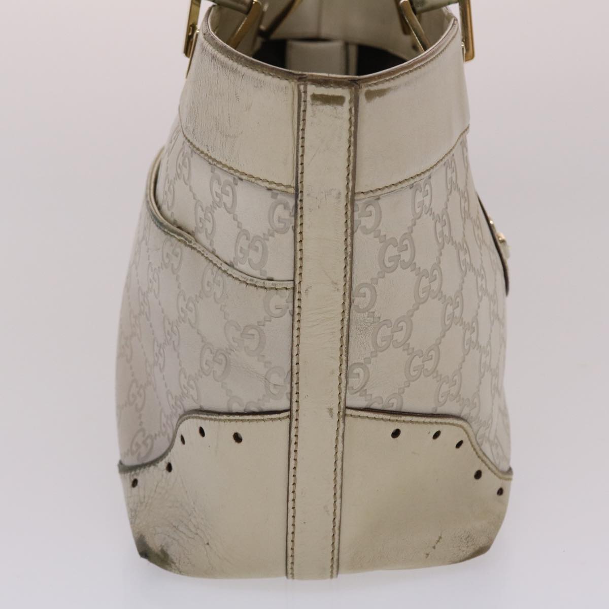 GUCCI Shima Tote Bag Leather White 49072