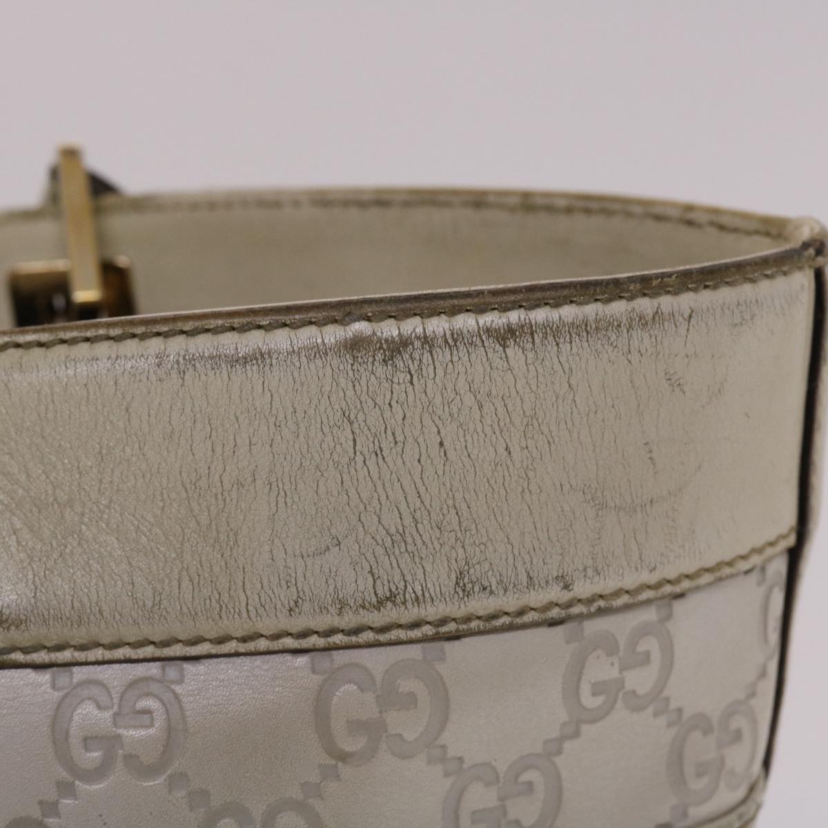 GUCCI Shima Tote Bag Leather White 49072